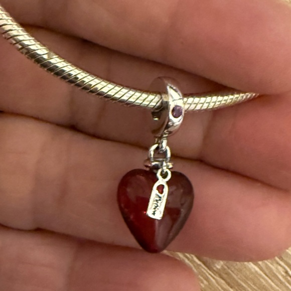 Pandora Silver and Red Heart Charm - Picture 3 of 10